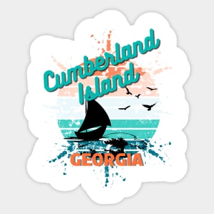 Cumberland Island Georgia Retro Vintage Sunset Sticker